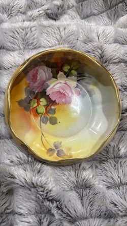 Vintage Porcelain Bowl with Rose Floral Design