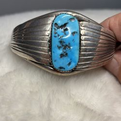 Turquoise Bracelet Native American Sterling Genuine Signed