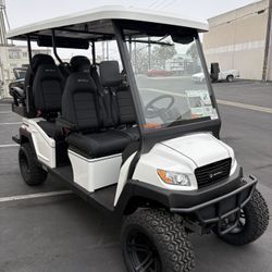 Lifted Six Seater Lithium Street Legal LSV Golf Cart in White