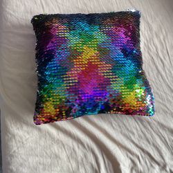 Sequin Rainbow Pillow, (Small)