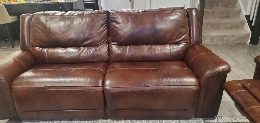 Leather Recliner Couch Set