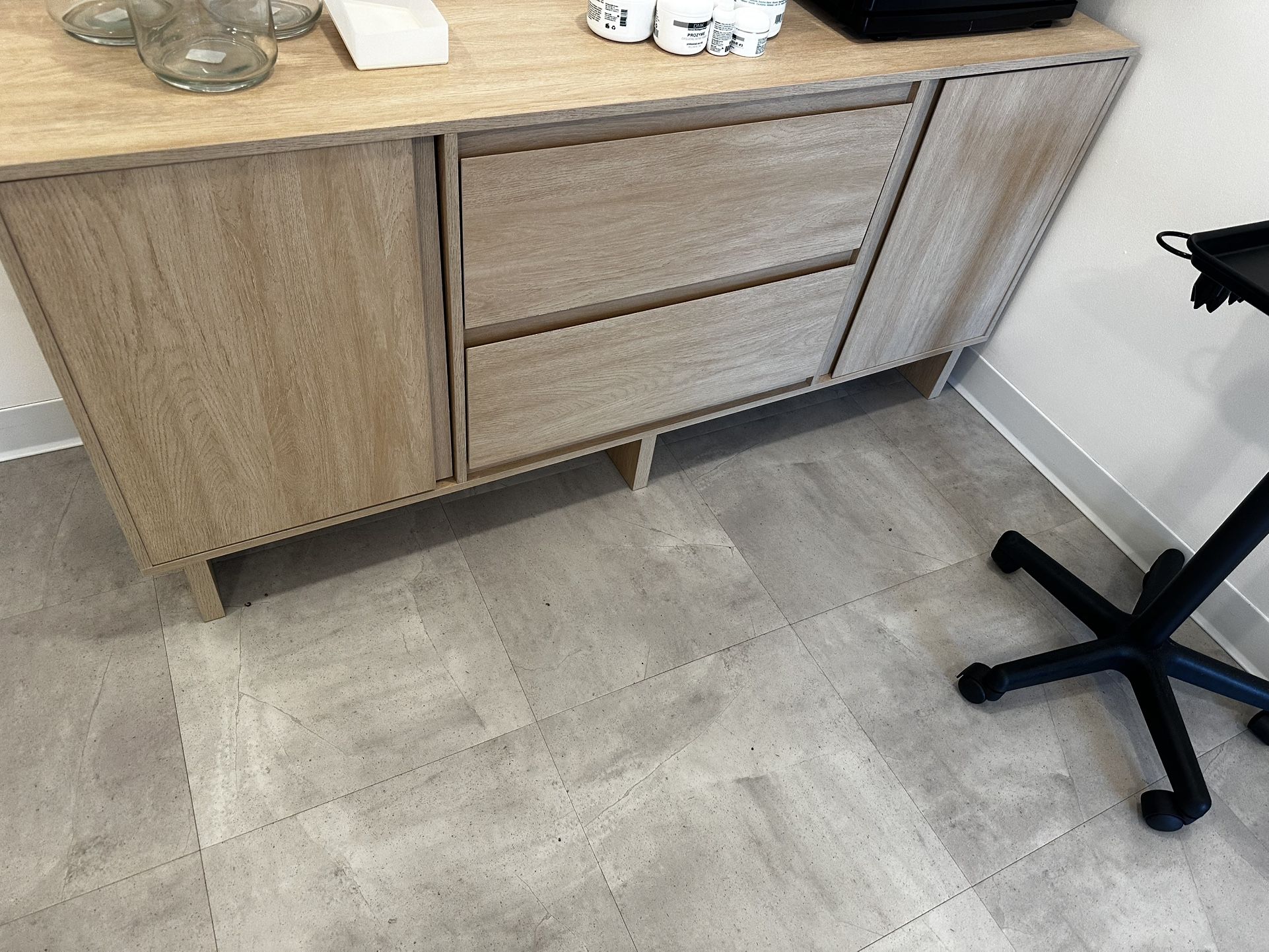 Slightly Used Modern Scandi Sideboard with Adjustable Shelves & Cord Management