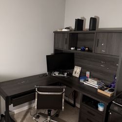 Dark Grey Wood Office Desk