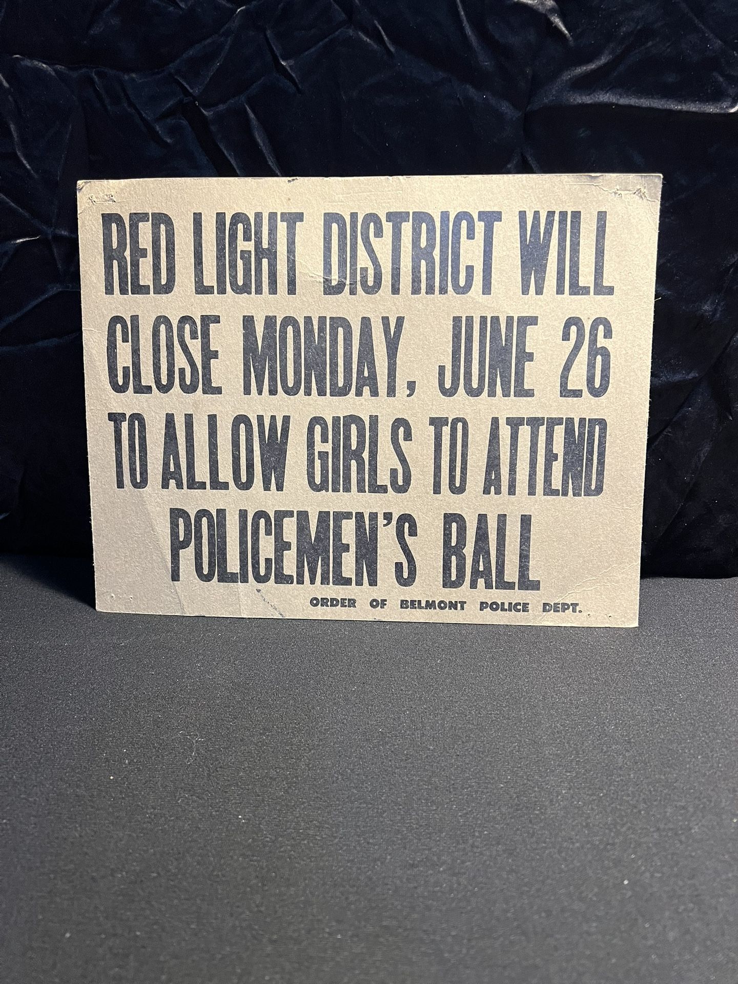 reproduction, Cardboard Sign of a closure of the red light District