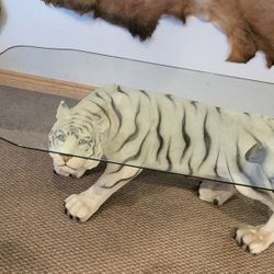 Vintage Glass Top Tiger Table Set 