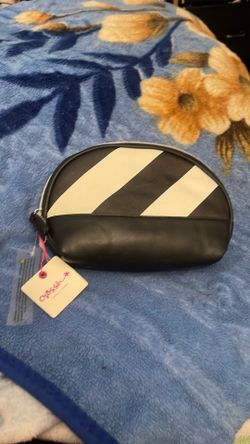 New Makeup Bag / Cosmetic Pouch – Black & White Striped – Tags Attached