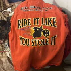 biker jacket with custom cut sleeve