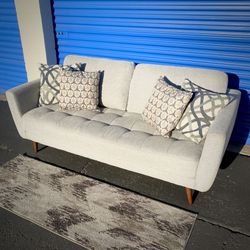 Gray Mid Century Modern Tufted Sofa