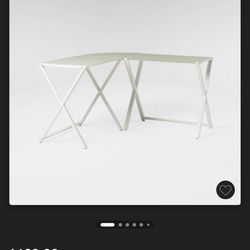 Modern Glass L Shaped Computer Desk, White, Saracina Home