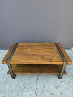 Rustic Coffee Table With Extra Shelf For Storage