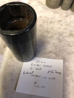 Impact Socket 30 MM. 1/2” Drive. 6 Point