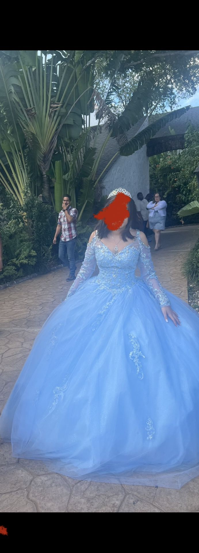 Quinceañera Beautiful Blu Dress , Like New We Only Use For Photos 