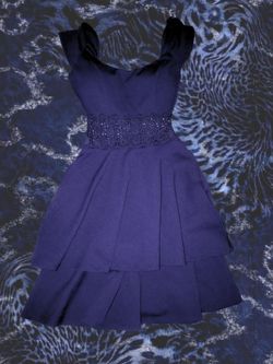 Midnight Blue Thick Lace Mini Dress