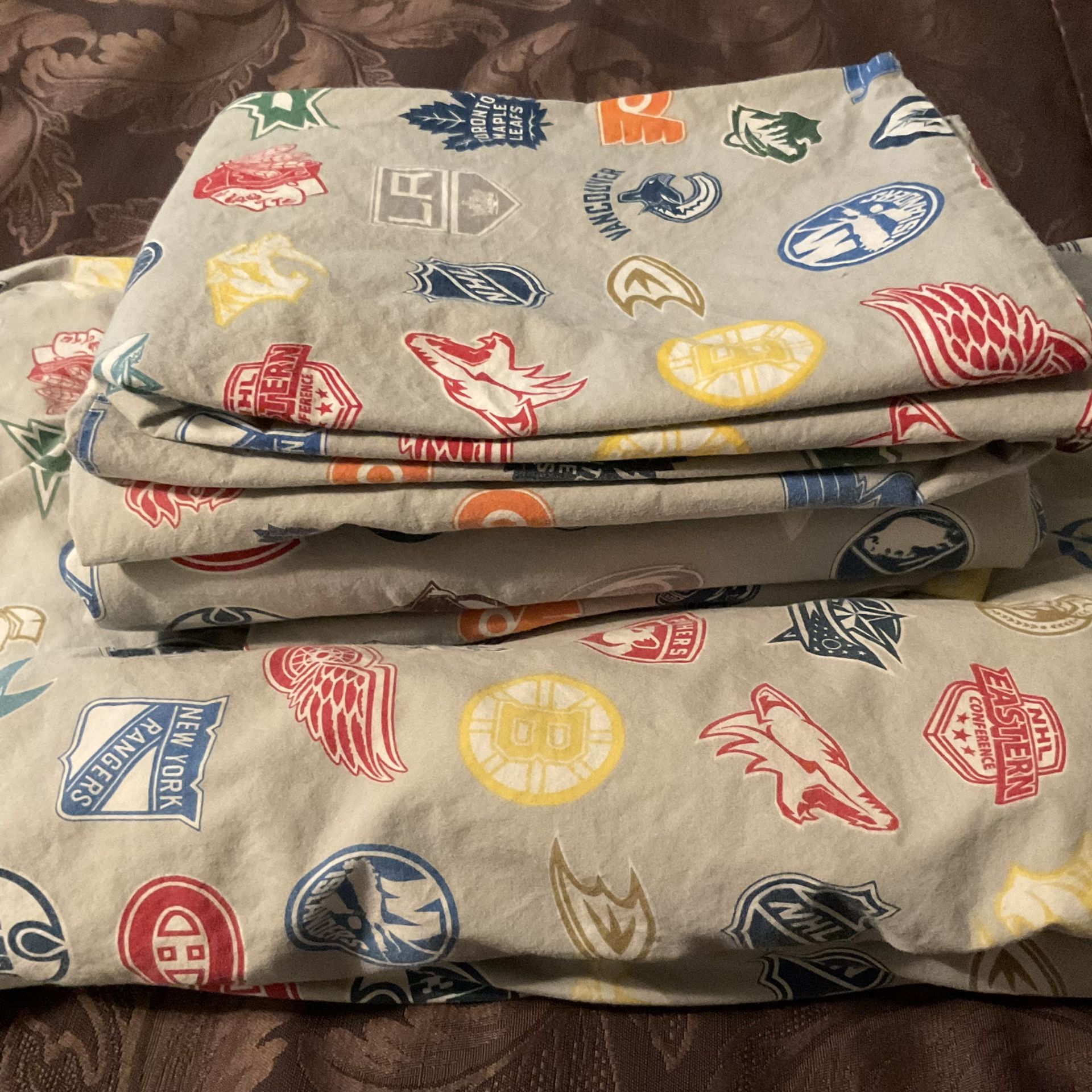 Pottery Barn Teen NHL Western Conference Hockey Sheet Set Gray Full $129