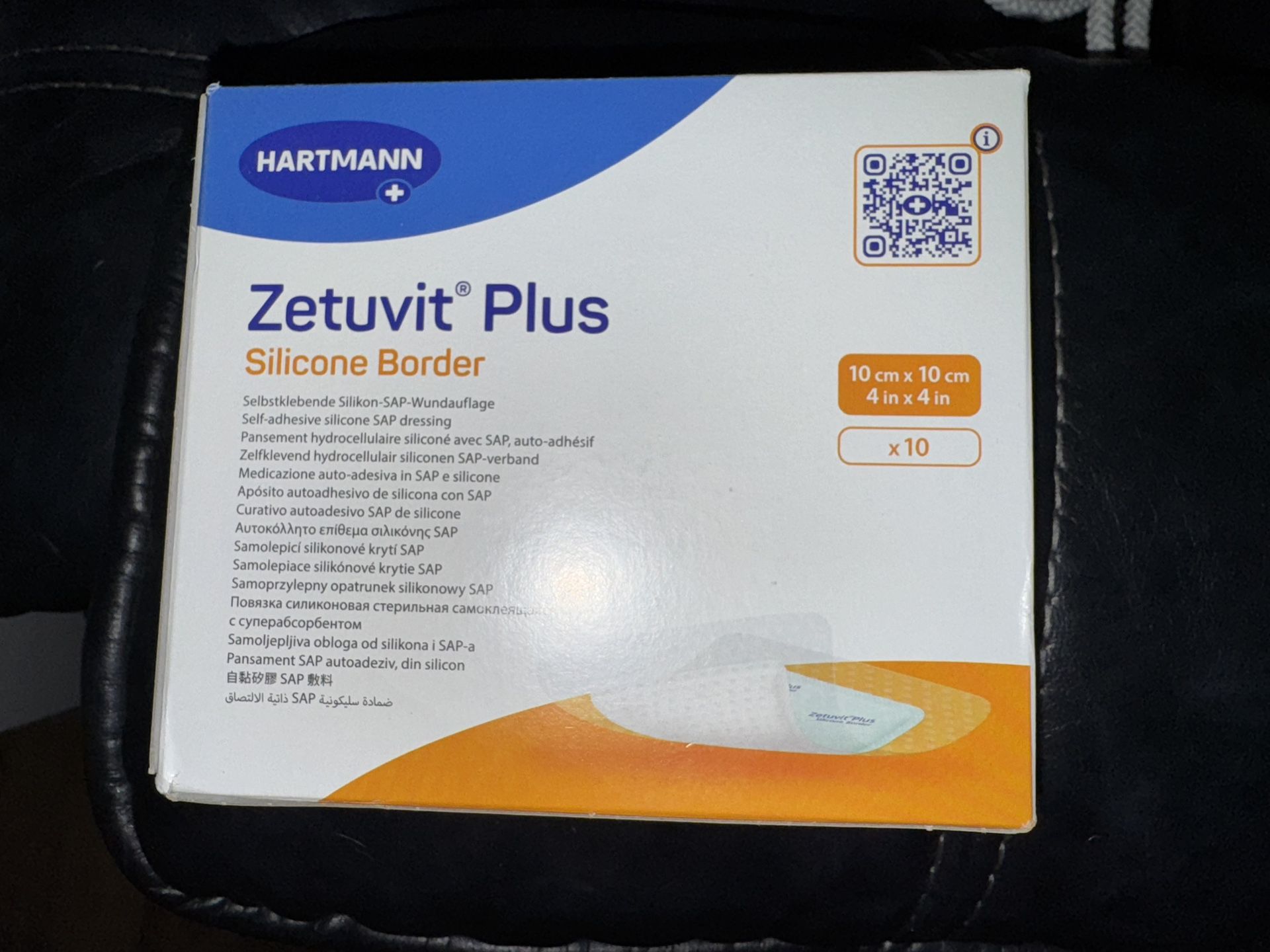 Zetuvit Plus Silicone Border Super Absorbent Dressing 4”x 4” Box of 10. (5 available)
