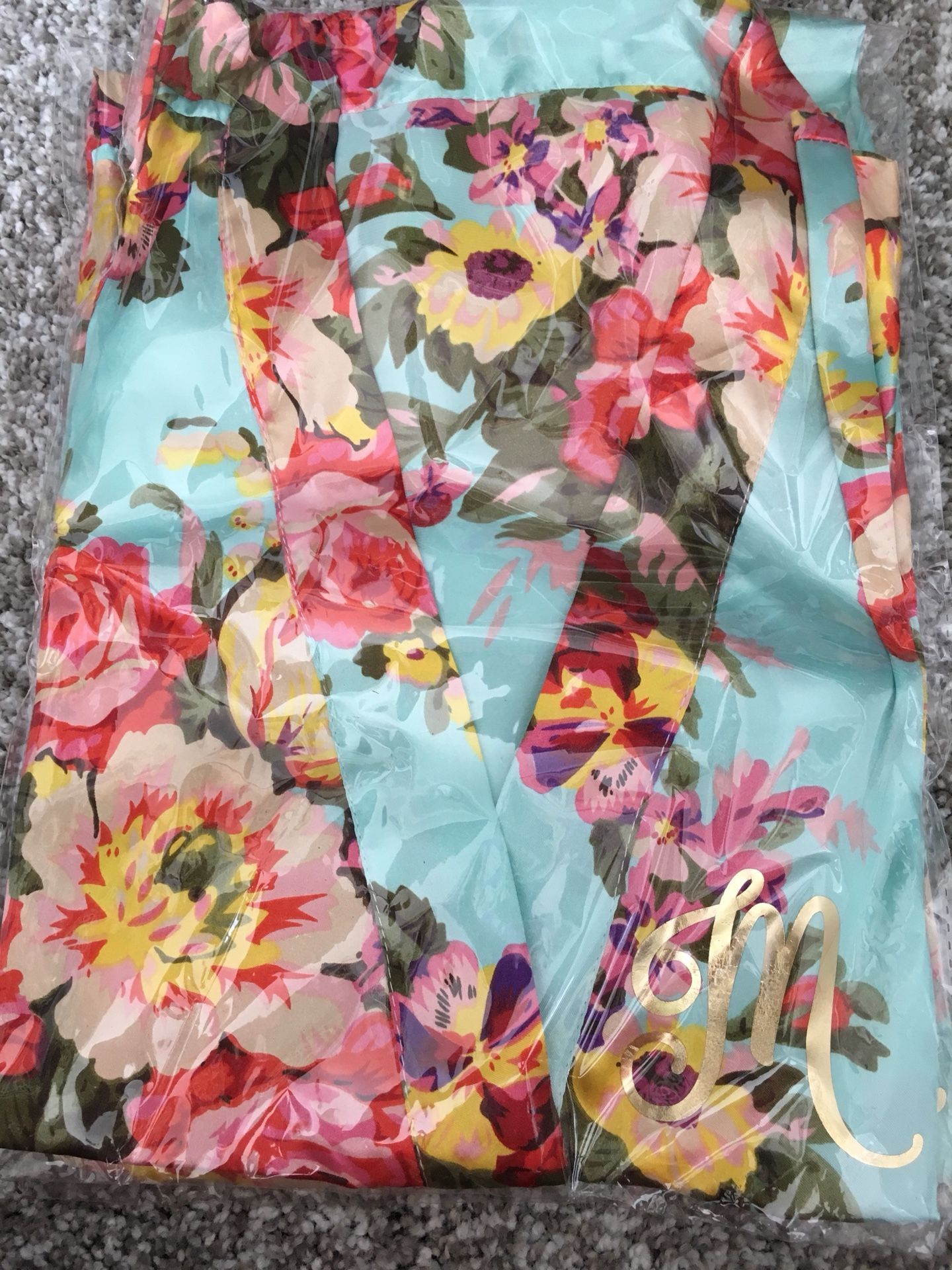 Bridal party silky floral robe