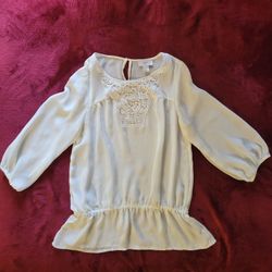 WOMENS ANN TAYLOR LOFT BLOUSE CREAM WITH LACE SIZE XS 