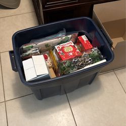 Storage Bin Full Of Holiday Decor Items 