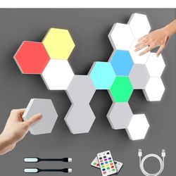 Hexagon Lights, Touch-Sensitive Hexagon Wall Lights, Hexagon Lights for Wall Led with Remote and USB Power Supply, Spliceable LED Light Wall Panels Gi