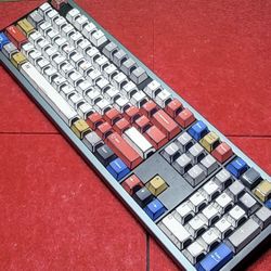 Unused Silent 100% Mechanical Keyboard - Aluminum Frame - Comic Keycaps - RGB - Brand New Unused