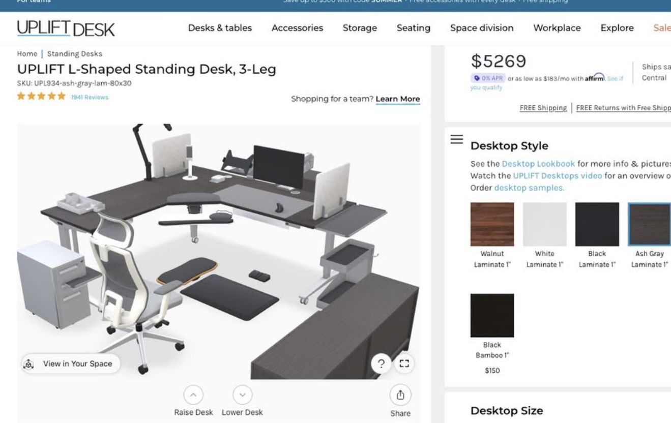 New In box UPLIFT L-Shaped electric Standing Desk W accessories / Thousands Off Retail Price 