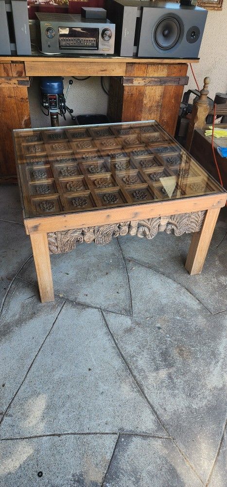 Teak Wood Carved Coffee Table