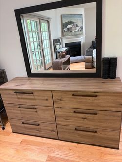 Modern 6-drawer Dresser w/ Mirror
