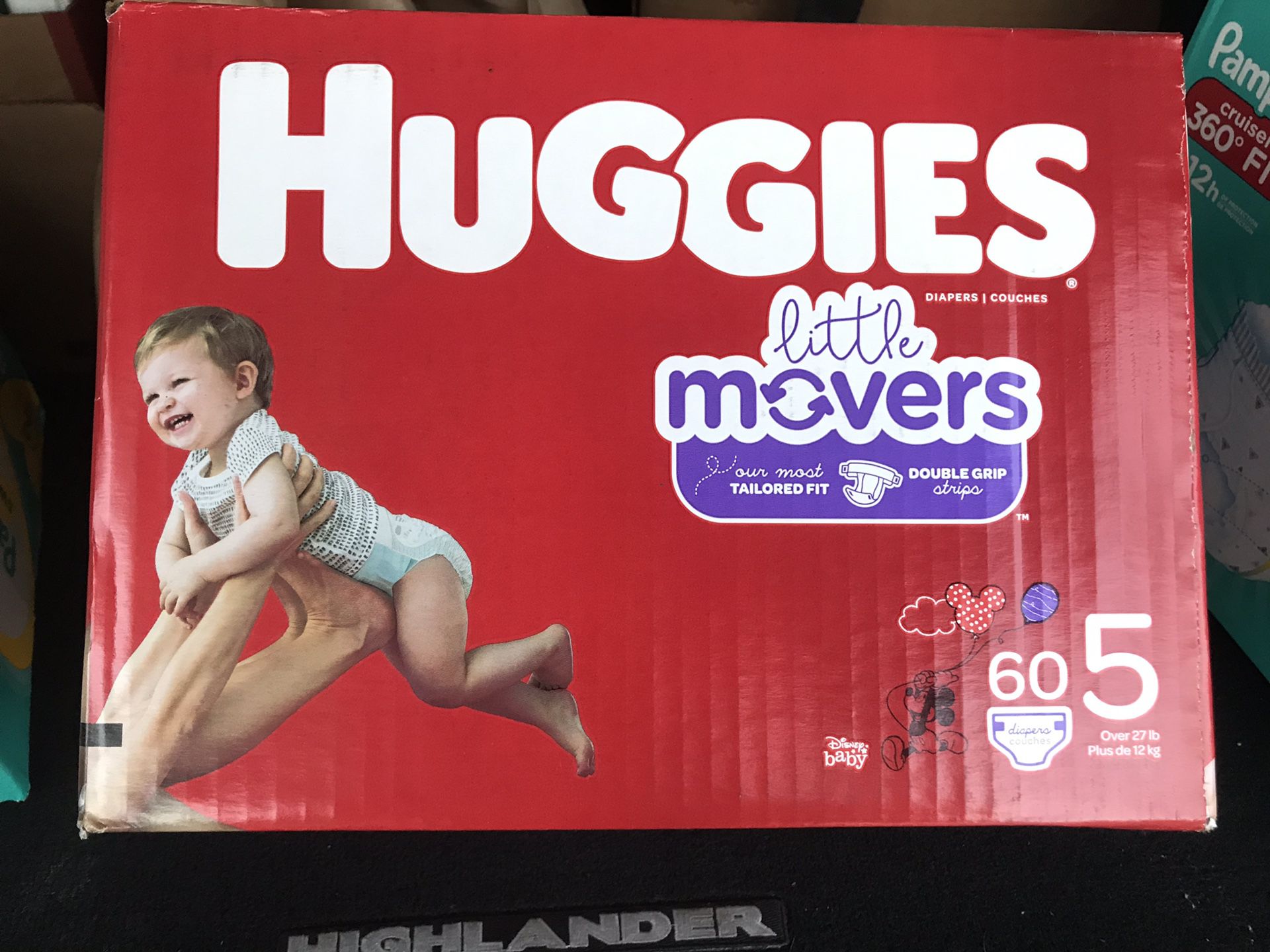 Box of Huggies Little Mover size 5 diapers $22 firm!!!
