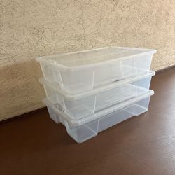 One new Set of 3 new clear box storage bins boxes totes (3 available for $20 each)