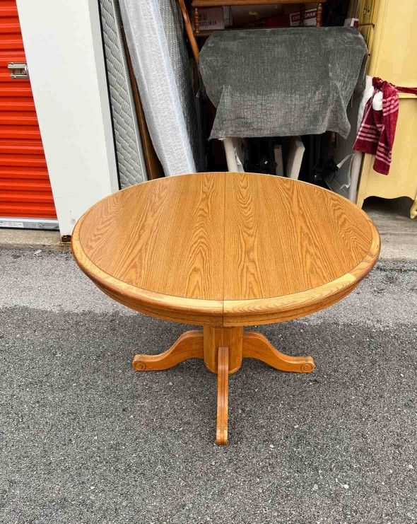 Vintage Solid Oak Kitchen Table Set with 3 Chairs