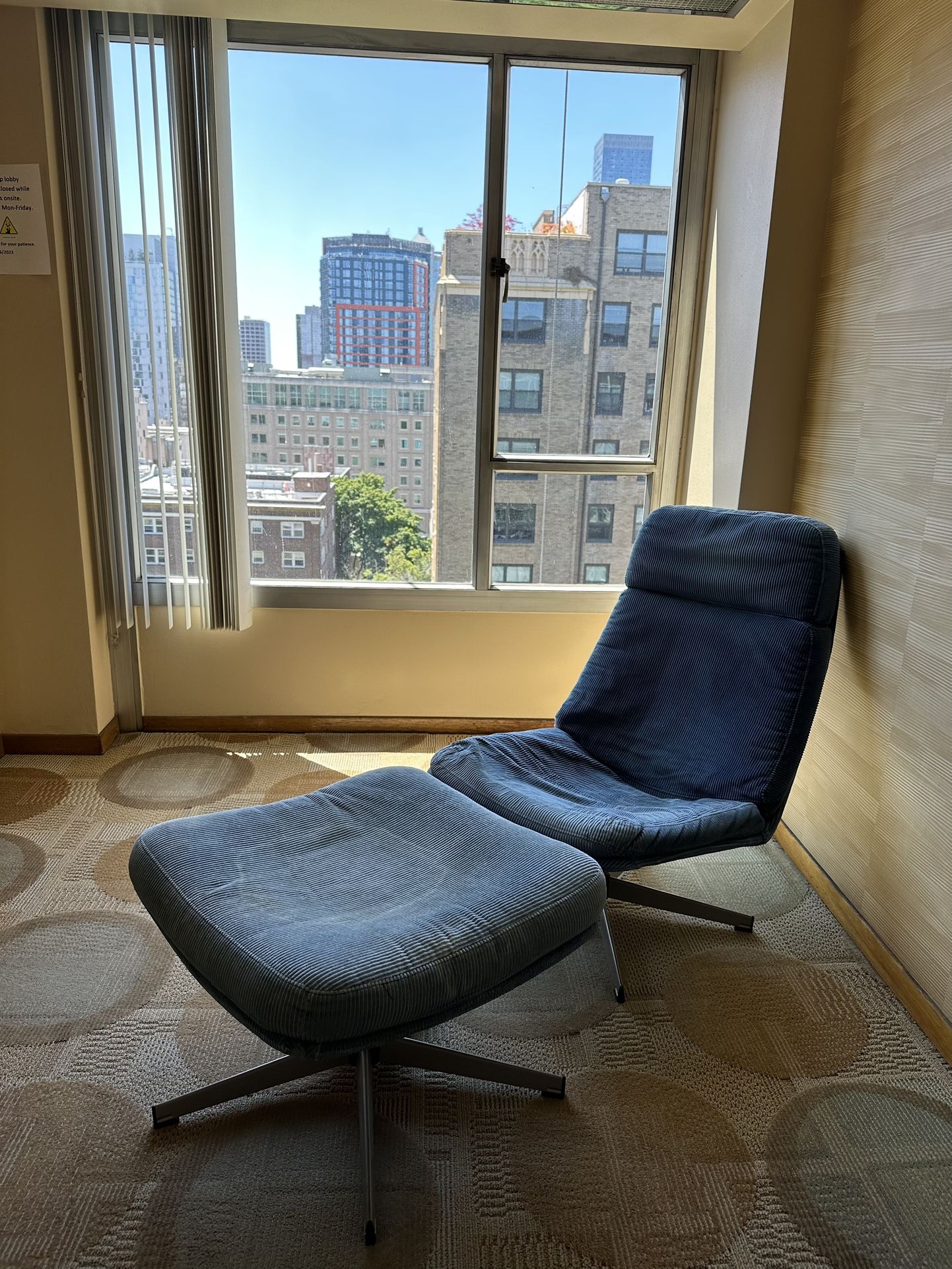 Free Blue Corduroy Ikea Havberg Armchair and Ottoman M
