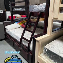 Triple Twin Bunk Bed Litera Trundle 