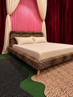 Leopard Print Upholstered Bed Frame