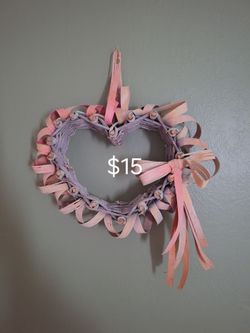 Heart-Shaped Wicker Wreath with Ribbon