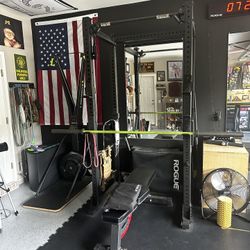 TRUE GRIT squat Rack With Rogue Accessories $1850