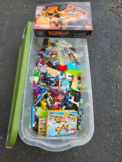 Legos in a 95 qt. tote Container