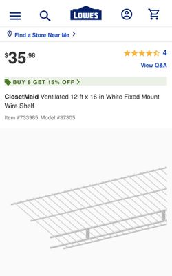 3 quantity, Closet made 12ft x 16inch shelf’s