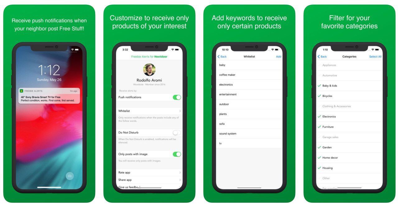 Free Stuff Push notifications app for Nextdoor