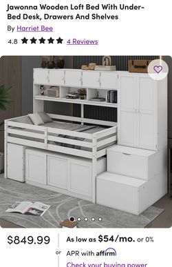 NEW- Wooden Kids Loft Bed and Dresser
