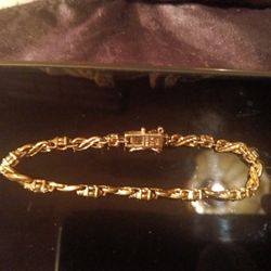 925 Gold Plated With Diamonds 7 Inches.