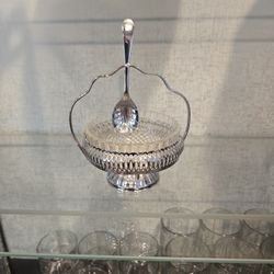 Silver Plated Jam Sugar Dish, Vintage 