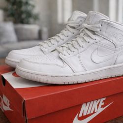 Nike Air Jordan 1 Mid “Triple White” – Women’s 8.5