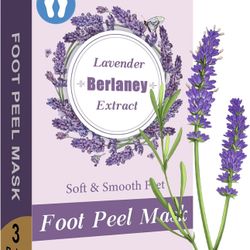 Foot Peeling Mask, Feet Peeling Masks for Dry, Cracked Heels & Calluses with Natural Lavender in 1-2 Weeks, Exfoliating Mask Make Feet Baby Soft, 3 Pa