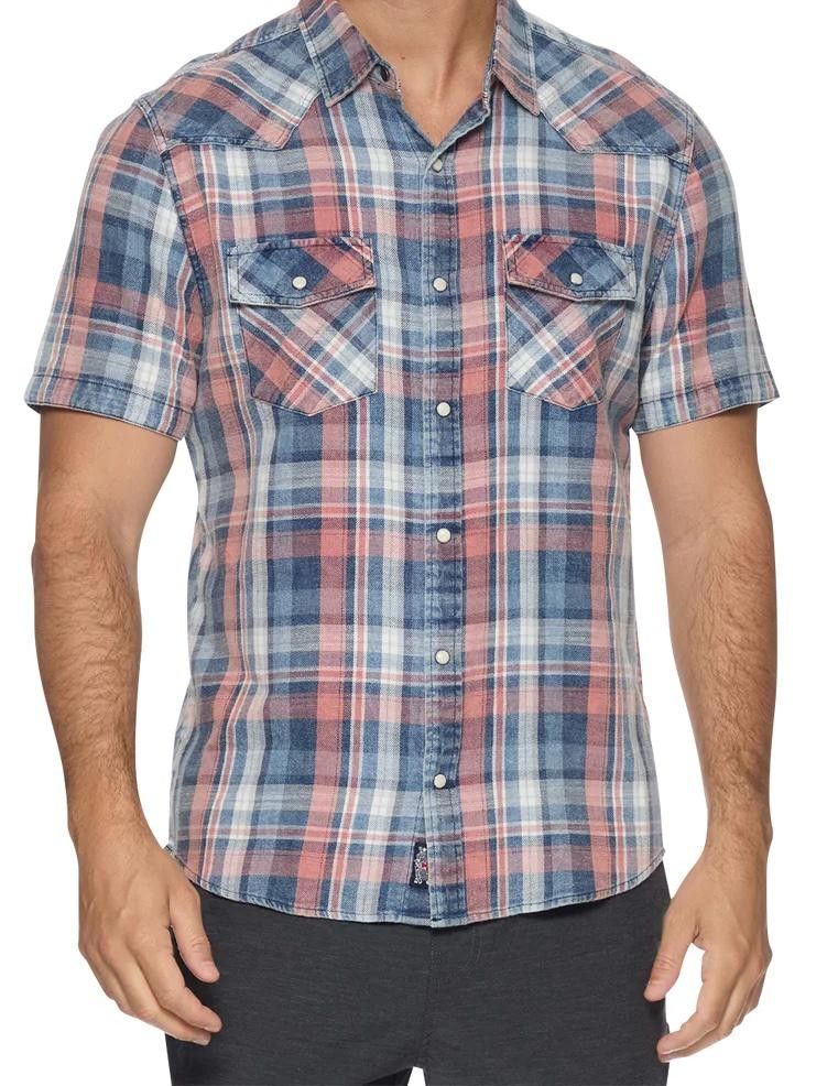 Flag & Anthem Plaid Pink/Blue Men's Shirt, Size M