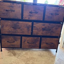 8 drawer fabric dresser - wooden top & metal frame