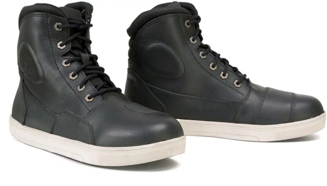 Milwaukee Leather MBM9002 Men's Black Leather Reinforced Street Biker Riding Shoes w/Shift Protect Ankle Support -