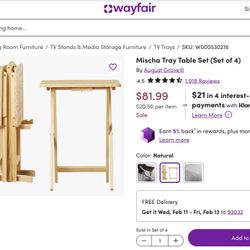 Set Of 4 TV  Trays