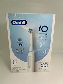 New Oral-B iO Series 3 Limited Electric Toothbrush with (2) Brush Heads white