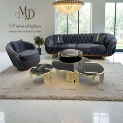 💥Great Saving💥Velvet Ember Collection three-seat and Armchair Living Room Set, Luxury Sofa Set