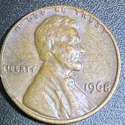 Very Rare 1968 No Mint Mark Penny With Major Errors See Pics